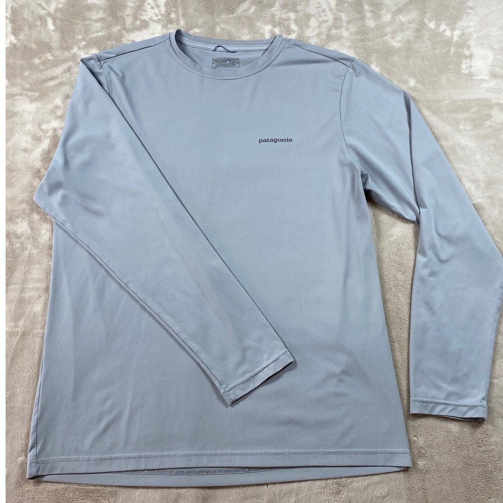 Patagonia Mens M Long Sleeve Capilene Cool Daily Shirt Fitz Roy Trout Seabird